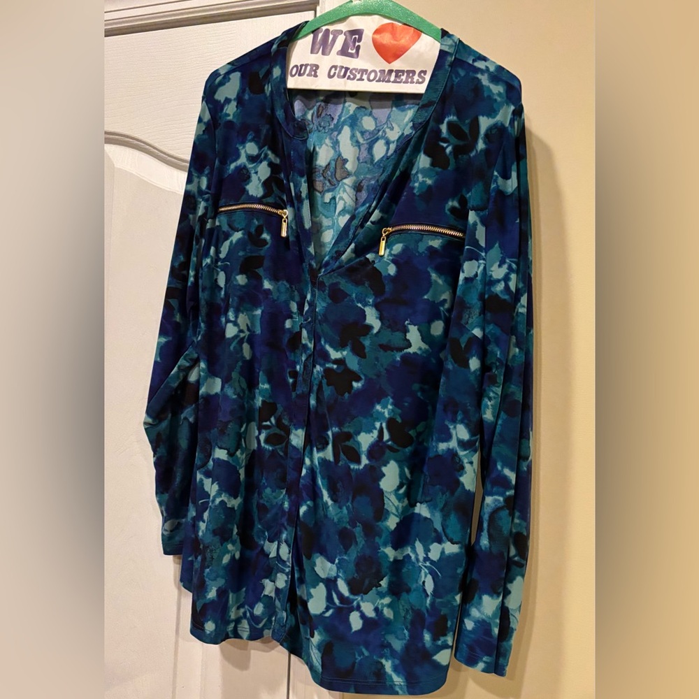 INC International Concepts Blue and Black Top